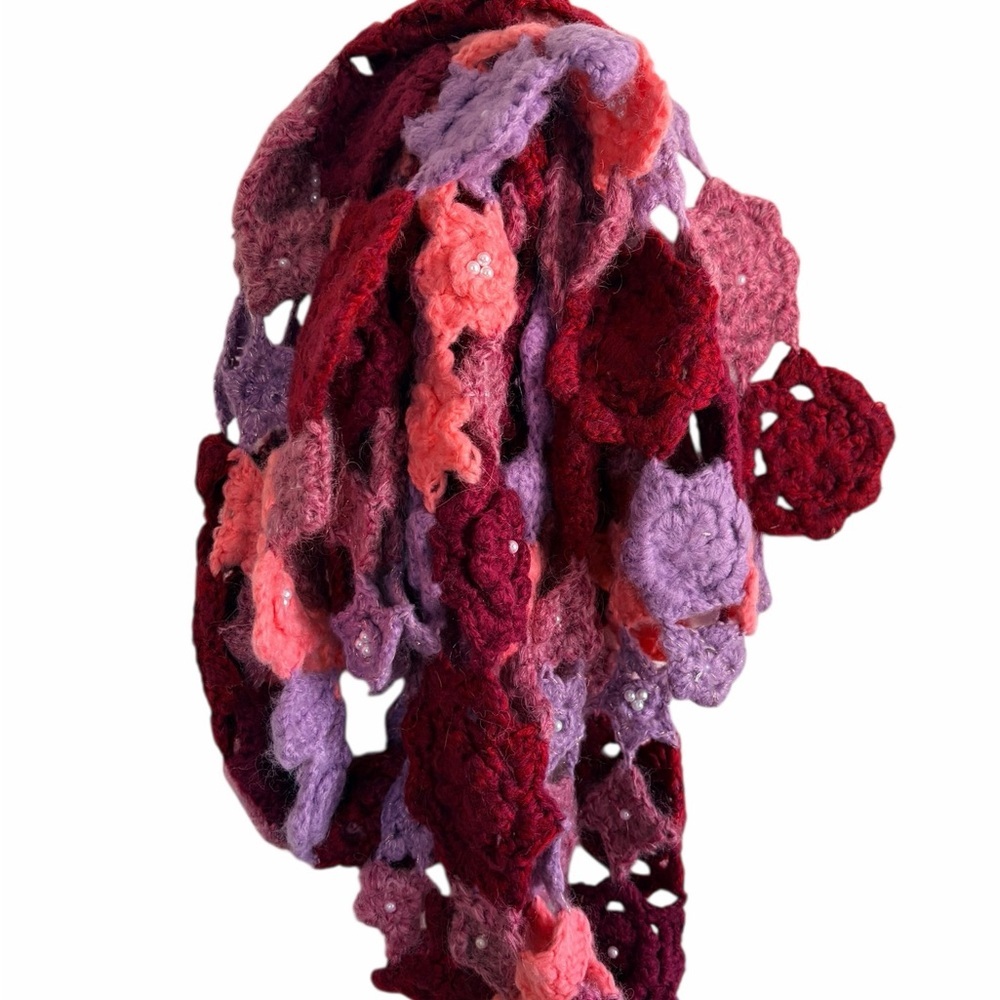 Handmade Multicolor Crochet Scarf‎ patchwork grandma